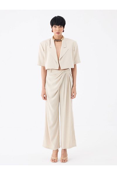 RİVUS Beige Modern Fit Double Breasted Jacket