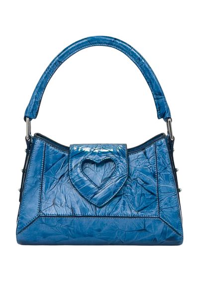 D'ylla Atelier Stylish Women's Handbag from the Ashley Series - Genuine Leather, Casual and Special Occasions - Crinkle Blue Glossy