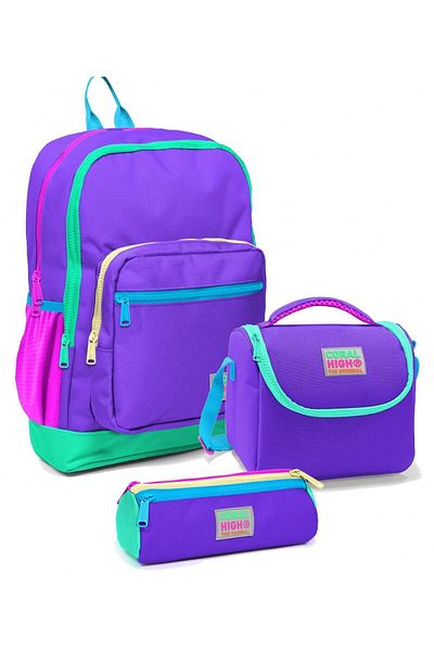 Coral High Primary School Bag Set Purple - Girl