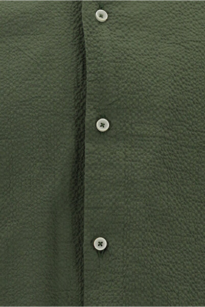 Abdullah Kiğılı Uzun Kol Slim Fit Dar Kesim Gofre Pamuklu Gömlek