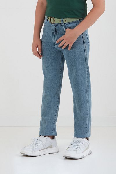 Fulla Moda Blugi obișnuiți pentru băiat cu centură brodată
