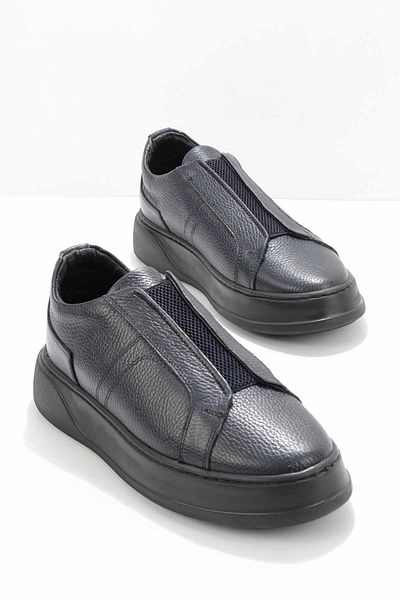 Bambi Navy Blue Floater Genuine Leather Men's Sneakers E 01323018040