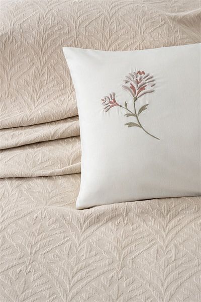 Sevim Tivoli Double Embroidered, Jacquard Woven Pique Set-220X240 Cm-Beige