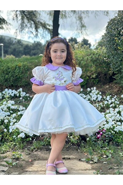 Hly Karol Tasarım Krem Papatya Vintage Kız Bebek Elbise,Doğum günü elbise,fot...