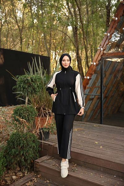 MİMİ Luxury Wear Σετ αθλητικής φόρμας Hijab με φερμουάρ - Γυναικείο Σετ δύο τεμαχίων