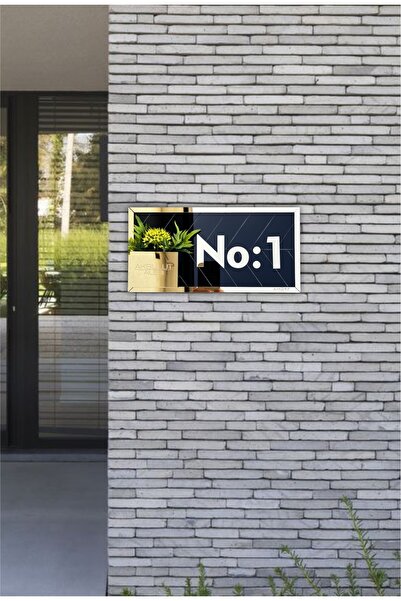 Amorf Design Gold - Siyah Plexi Villa Kapı Numaras Kişiye Özel Dış Kapı Numarası