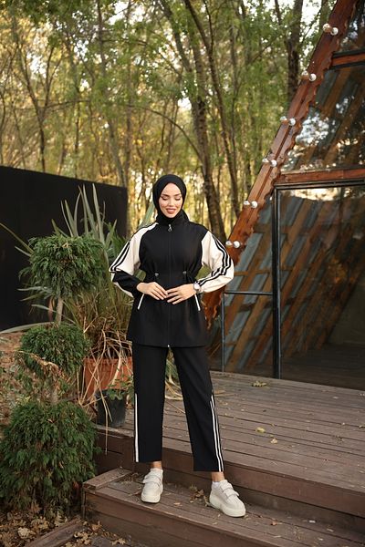 MİMİ Luxury Wear Σετ αθλητικής φόρμας Hijab με φερμουάρ - Γυναικείο Σετ δύο τεμαχίων