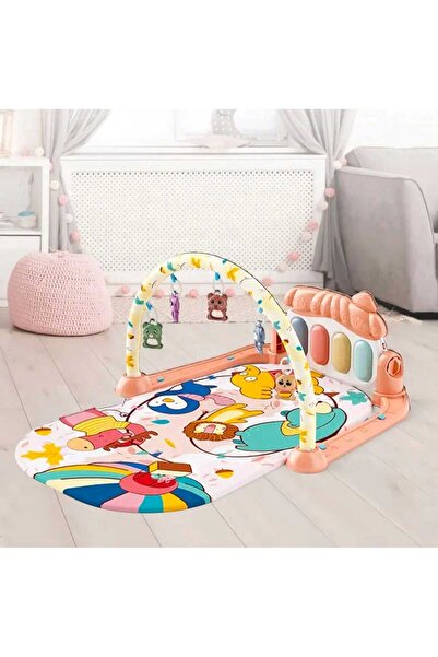 Joyfer Sevimli Piyanolu Sesli Işıklı Çıngıraklı Balon Desenli Oyun Halısı - Jimnastik Merkezi
