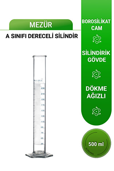 elischem Mezür 500 ml A Sınıfı Uzun Form Hexagonal Cam Taban