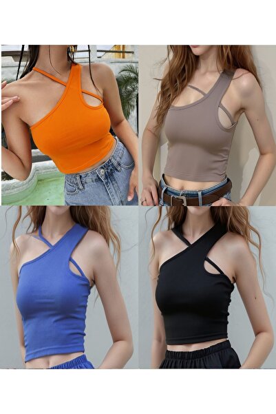 DEVRİMAY TEKSTİL Γυναικείο Crop T-shirt 4 τεμαχίων