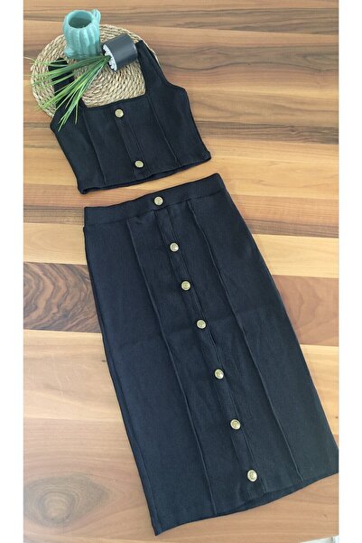 EUROMODA Women's Bottom Top Crop, Suspender Set