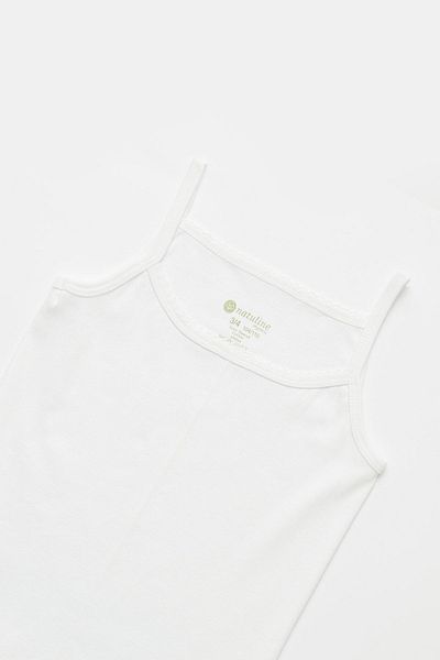 natuline Girl's Organic Cotton Ribbed Thread Strap Undershirt 3 Pack