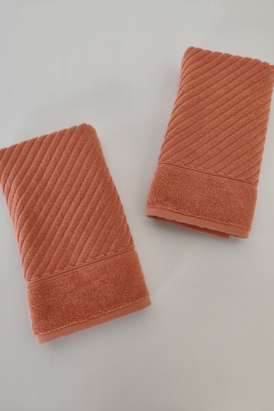Sevim 100% Cotton 2-Piece Hand Towels – Soft Textured, Water Absorbent, Stylish Design – Tile