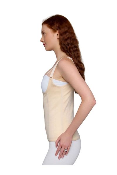 MİSTİRİK Trigoso Model 4 Stage Tightening Latex Corset with Adjustable Straps Skin Color
