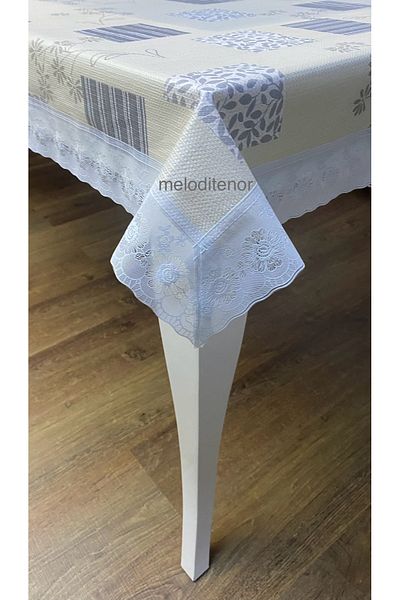 TNR Non-Slip Base Edge Processing Lace Guipure Pvc Rectangular Oilcloth Tablecloth 122X155 cm