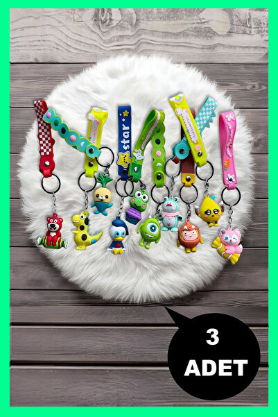 Hyd 3 Adet Oyuncak Silikon Karakter Figür Anahtarlık Çanta Aksesuarı Karne He...