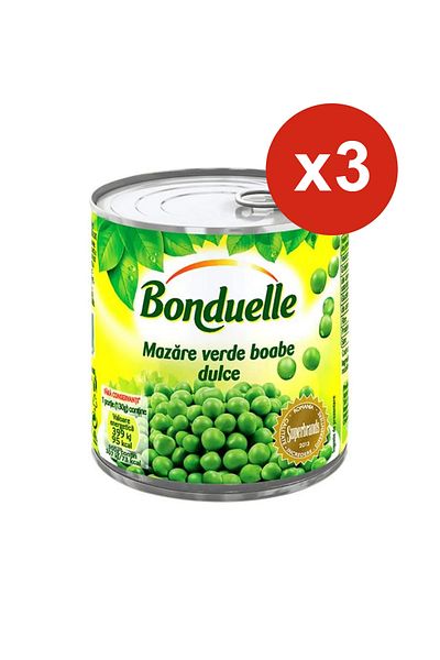 Bonduelle Green Peas Sweet 400g X3pcs