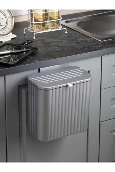 Neva Mutfak Tezgah Üstü Ve Dolap Askılı Çöp Kovası 12lt Gri
