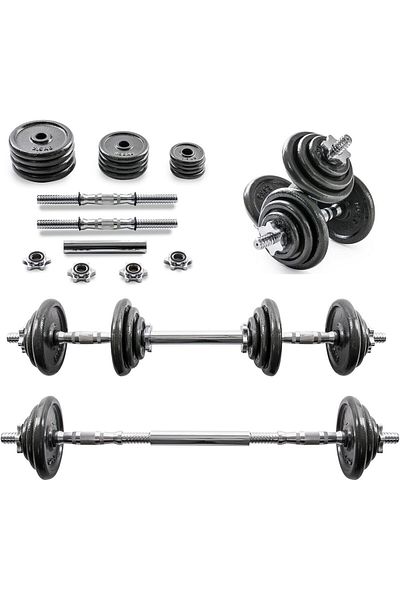 BUNCA 20kg Adjustable Iron Dumbbell Set - Workout Weights for Beginners and Professionals with Long Bar and Safety Locks