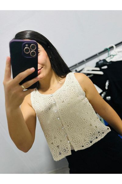 Nagita Lace Women's Vest - Buttoned Design