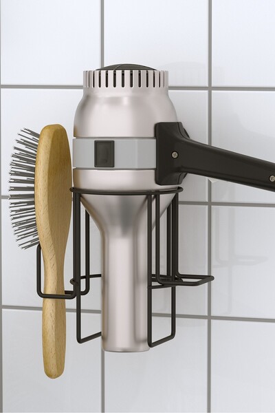 Teknotel DELME VİDA MATKAP YOK! VAKUMLU FÖN TUTUCU FÖN ASKISI MAT SİYAH DM262