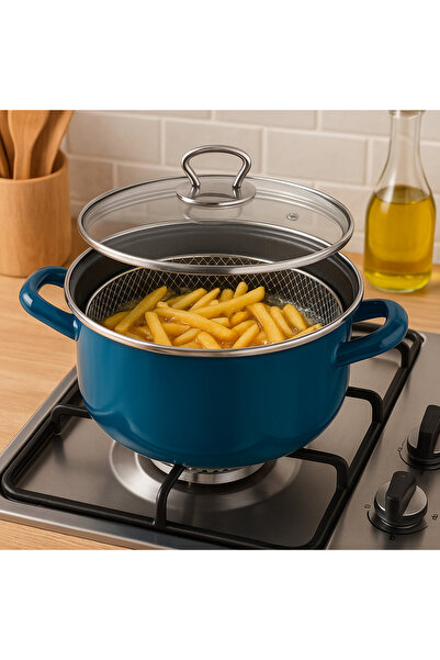 Hanedan Renkli Kızartma Tenceresi Fritöz