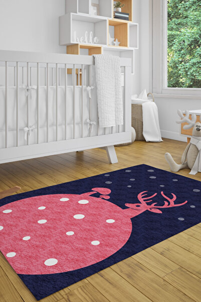 DERAS HOME Dijital Baskı Kaymaz Taban Yıkanabilir Çocuk Odası Halısı