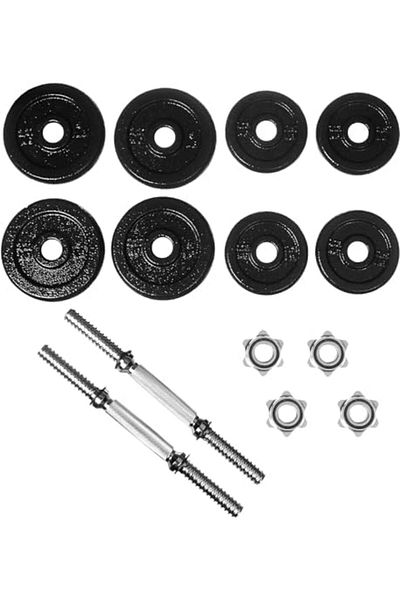 BUNCA 20kg Adjustable Iron Dumbbell Set - Workout Weights for Beginners and Professionals with Long Bar and Safety Locks