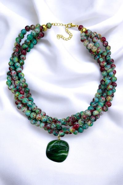 PETEK AKSESUAR Multiple Alaçatı Bead Acrylic Necklace