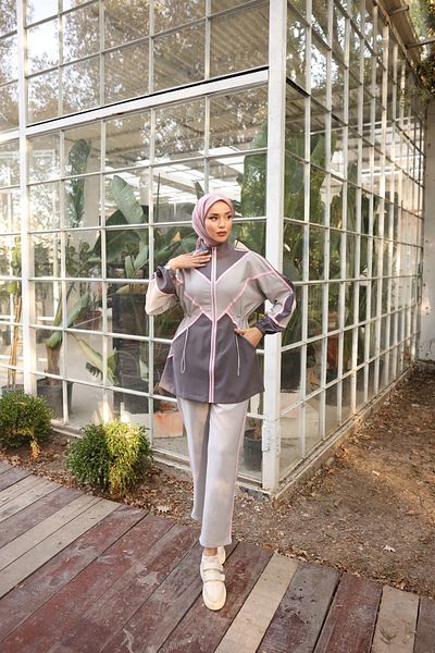 MİMİ Luxury Wear Σετ Φούτερ Hijab με φερμουάρ - Σετ των δύο
