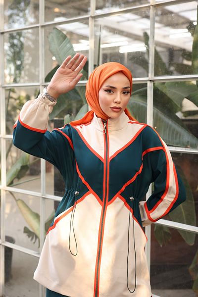 MİMİ Luxury Wear Σετ Φούτερ Hijab με φερμουάρ - Σετ των δύο