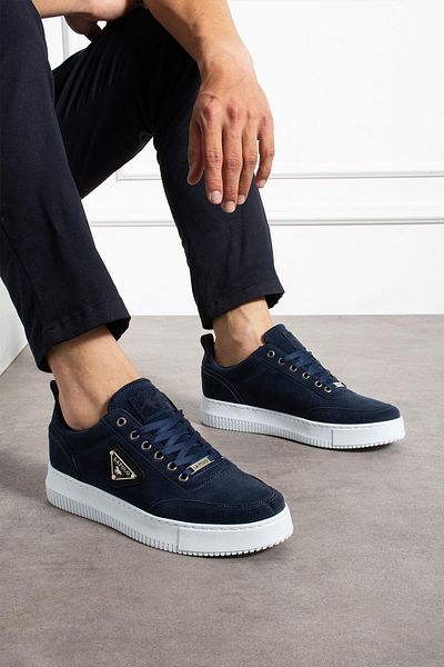L.A Polo Thick Sole Navy Blue Color Suede Men's Sneaker