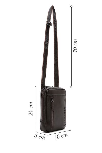Derimod Men's Brown Leather Messenger Bag 24Wbd360518