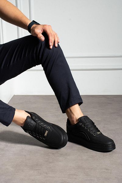 L.A Polo Black Perforated Men's Sneaker