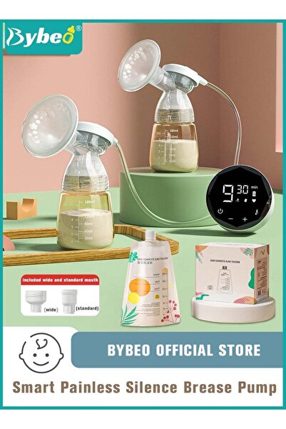 BYBEO مضخة ثدي كهربائية مزدوجة مع 20 كيس تخزين لحليب الأم و2 مستخلص حليب، منخ...