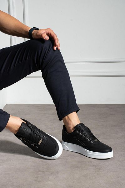L.A Polo Black and White Perforated Men's Sneaker