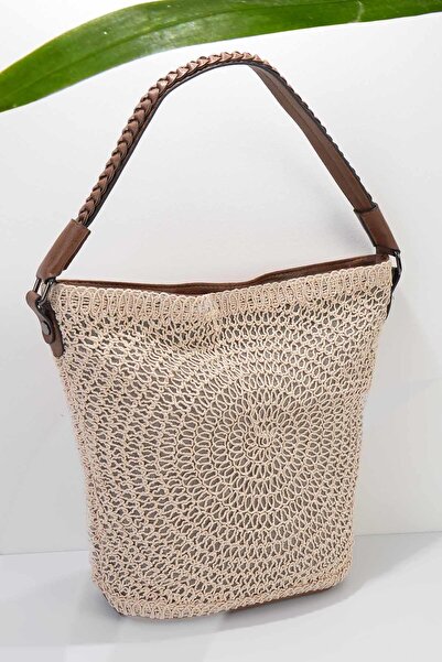 Bambi Krem Kadın Omuz Çantası C06960189716