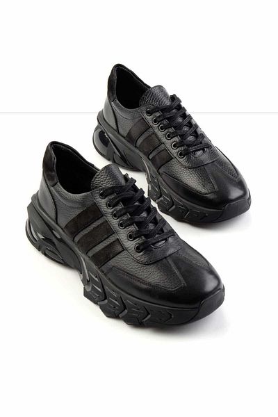 Bambi Black Black Leather Men's Sneaker E01194003641