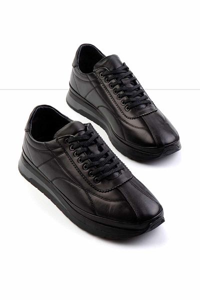 Bambi Black Leather Men's Casual Shoes E01199049503