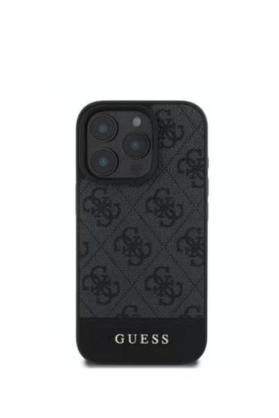 Guess GUESS Black Leather Case for iPhone 16 Pro Max - Stylish Design with Authentic Logo and Certified by CG Mobile