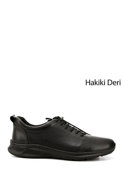 GÖNDERİ(R) Ανδρικό sneaker από γνήσιο δέρμα με μαύρη σόλα από καουτσούκ με κορδόνια