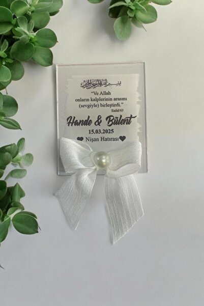 Hediyelen Söz Nişan Düğün Hediyesi Şeffaf Pleksi Magnet (10 Adet) sffdk6