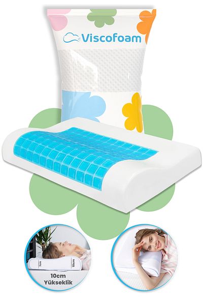 Viscofoam Αντιιδρωτικό Ορθοπεδικό Μαξιλάρι Gel Visco Μαξιλάρι με Στήριγμα Λαιμού - 57x37x10-7cm