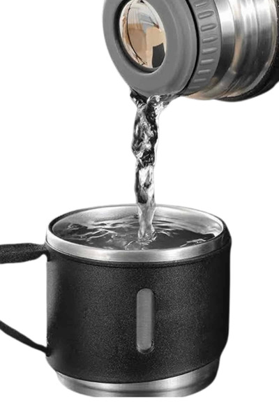 CPU ELEKTRONİK Stainless steel thermos set with 3 cups vacuum thermos set 500 ml up to 12 hours heat preservation