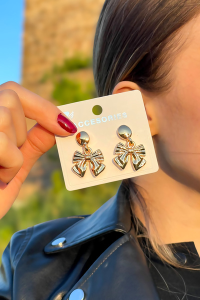 TAKIPORT أقراط نسائية على شكل فيونكة متدلية