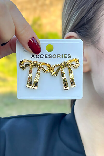 TAKIPORT أقراط نسائية على شكل فيونكة ذهبية لا تفقد اللون