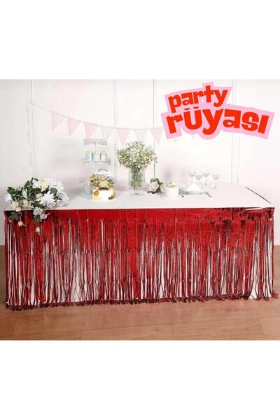 partyrüyası Kırmızı Metalik Püskül Metalize Masa Eteği Masa Püskülü Masa Kena...