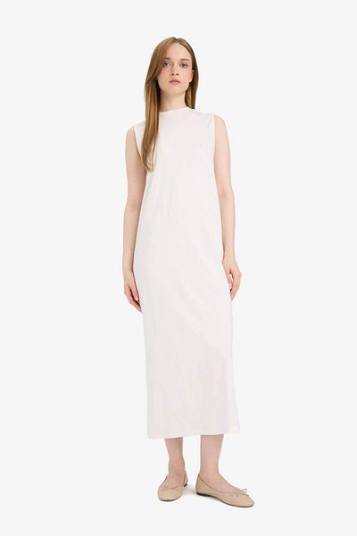 DeFacto Regular Fit Half Turtleneck Basic Απλό Αμάνικο Μάξι Φόρεμα D4898AX25HS