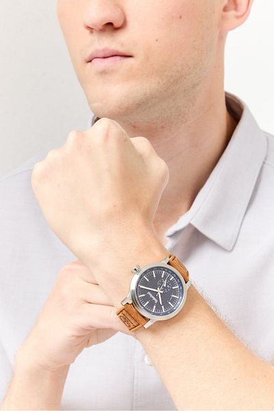Timberland Men TDWGF2231001 Leather Analog Watch 46 mm, Brown