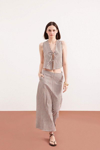 DeFacto Μάξι φούστα με υφή Gingham κανονική μέση F5805AX25SM